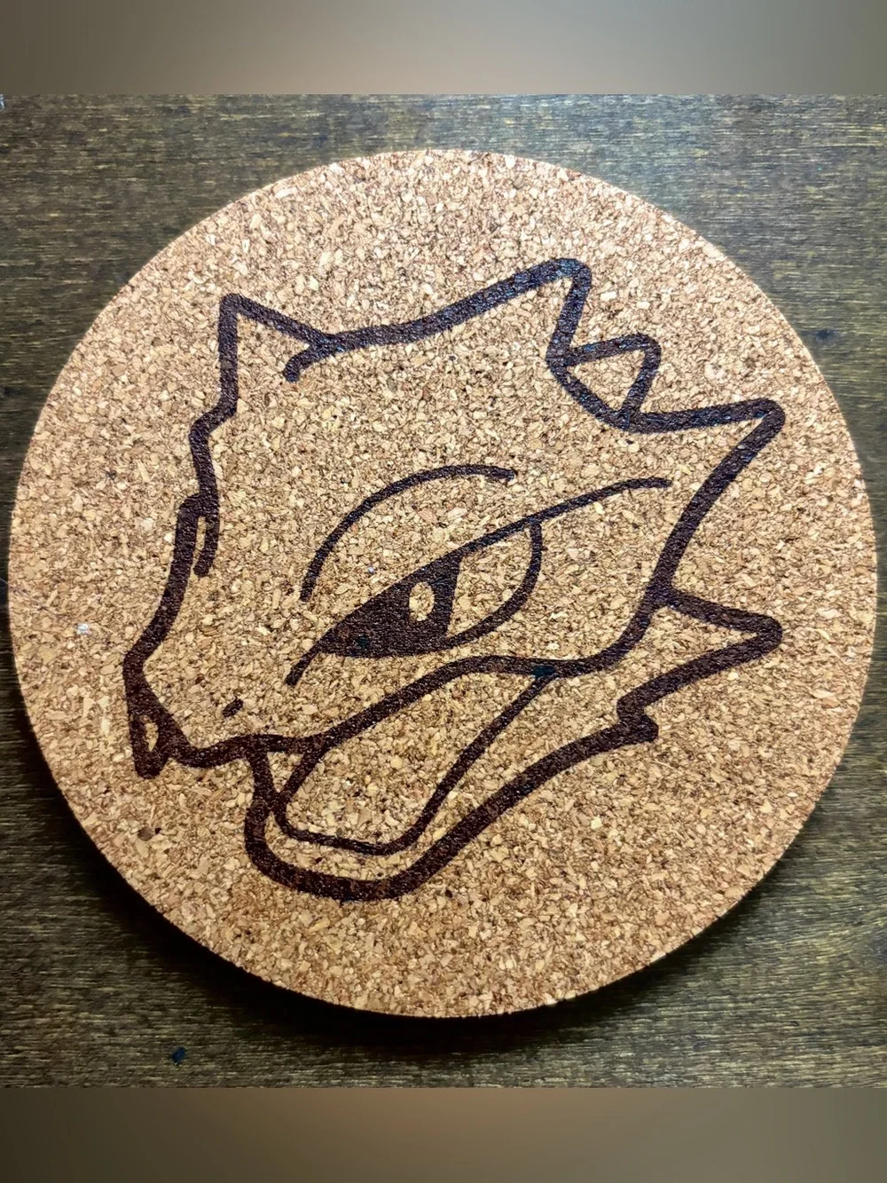Pokemon Scyther Face Laser Engraved Cork Coaster